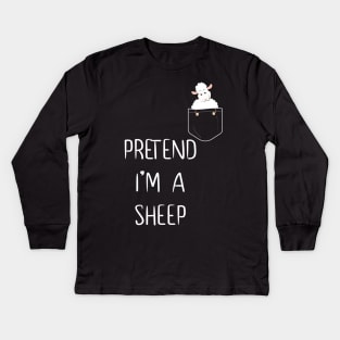 Pretend I'm A Sheep Funny Lazy Simple Halloween Costume Kids Long Sleeve T-Shirt